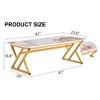 47" Rock Slab Rectangular Coffee Table with Golden Metal Legs and Smooth Durable Surface for Modern Living Rooms - 4 of 4