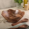 Gibson Home Sandhurst 3-Piece Wooden Salad Bowl Set -12-Inch Scalloped Bowl with Wooden Salad Servers - 4 of 4