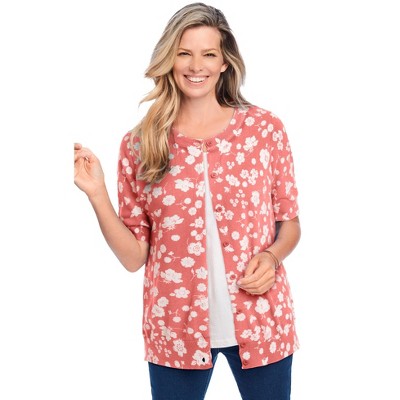 Woman Within Plus Size Perfect Elbow-Length Sleeve Cardigan