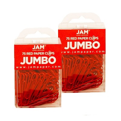 JAM Paper Colored Jumbo Paper Clips Large 2 Inch Red Paperclips 2183754A