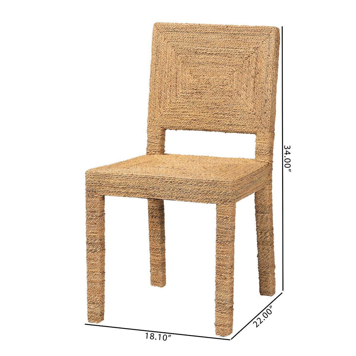 bali & pari Anfield Natural Seagrass and Mahogany Wood Dining Chair Natural: Solid Pattern, No Assembly Required - thumbnail 10