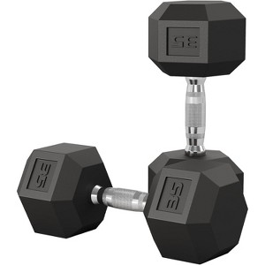 Coucheta 5-50 LB Adjustable Hex Dumbbell Set of 2, Rubber Encased with Anti-Roll Design & Textured Handle for Home Gym - 1 of 4