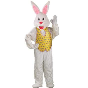 Rubie's White Adult Easter Bunny Mascot with Yellow Vest Costume