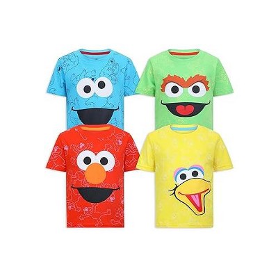 Sesame Street Elmo Boys 4 Pack Short Sleeve T-Shirt for Toddlers and Big Kids