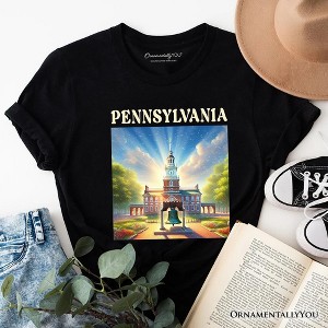 Historic Liberty Bell and Independence Hall Pennsylvania State T-Shirt, Colonial Landmark Tee and Travel Souvenir | OrnamentallyYou - 1 of 4