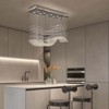 Siljoy Modern Rectangular Crystal Chandelier Wave Raindrop Pendent Flush Mount Ceiling Light Fixture Indoor - 2 of 4