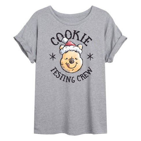 Women's - Winnie the Pooh - Christmas Cookie Testing Crew Oversized Graphic T-Shirt - image 1 of 4