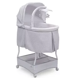 Delta Children 2-in-1 Moses Basket Bedside Bassinet Sleeper Grey Portable Baby Crib with Wheels & Removable Moses Basket 