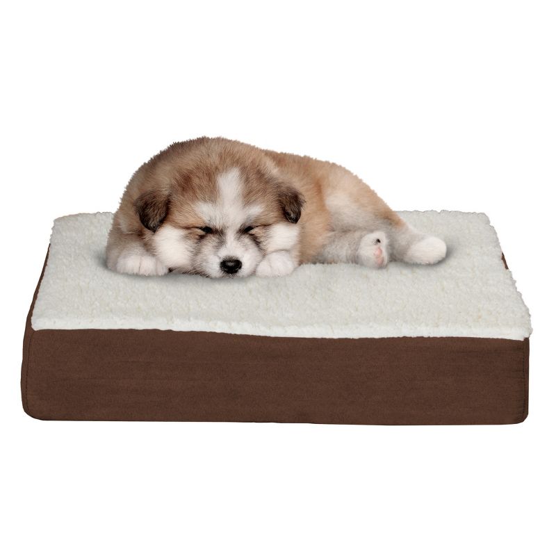 Orthopedic Dog Bed - 2-Layer Memory Foam Crate Mat with Machine Washable Cover - 20x15 Pet Bed for Small Dogs Up to 20lbs by PETMAKER (Brown), 1 of 8