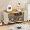 LAOTIES 55" Modern Cat House and Litter Box Enclosure with Tempered Glass Doors,Wooden Shelves and Ventilated Iron Frame - 3 of 4
