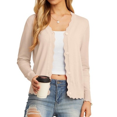 Women's Slim Fit Long Sleeve V-Neck Cardigan Sweater Lightweight Knit Button Down Shrug Cardigans