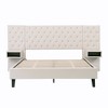 Queen Size Platform Bed with Upholstered Headboard and 2 Nightstands - 3 of 4