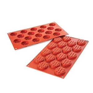 Silikomart Silicone Bake Mold Waffle Shape .39 Oz, 1.5" Dia x .47"H, 18 Cavities - 1 of 4
