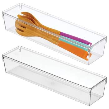 mDesign Plastic Stackable Kitchen Drawer Storage Organizer Tray - 2 Pack