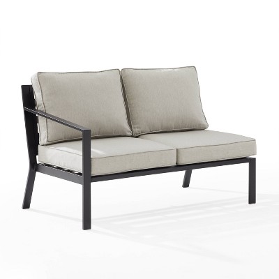 Clark Steel Outdoor Left Side Loveseat Taupe/matte Black - Crosley : Target