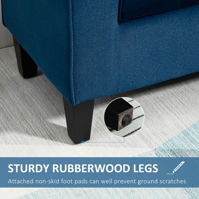 Elegant Blue Velvet Button-Tufted Ottoman Bench with Storage and Rolled Armrests