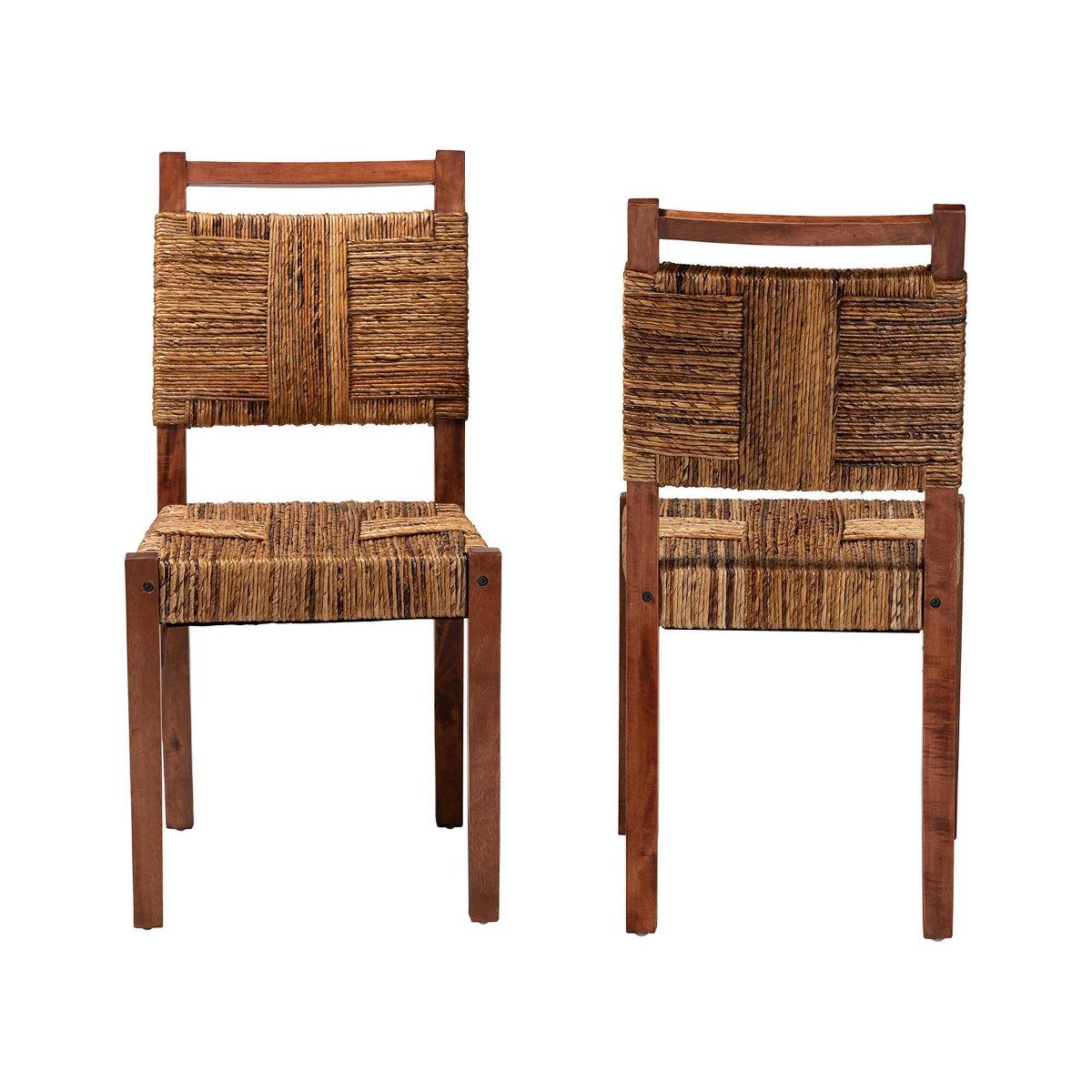 bali & pari Chabela Handwoven Seagrass Set of 2 Dining Chair Natural Brown/Light Brown - thumbnail 2