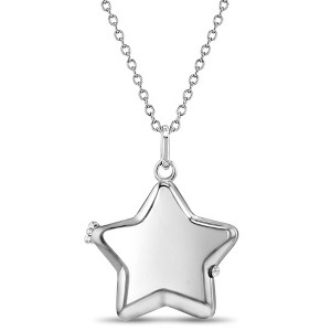 Girls' Star Shaped Photo Sterling Silver Locket Necklace - In Season Jewelry - 1 of 4