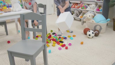 Kids' White and Natural 6-Tier Fabric Book Rack