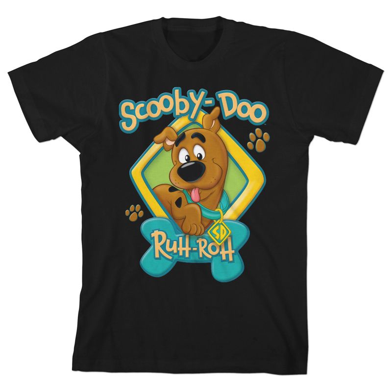 Scooby Doo Baby Ruh-Roh Black Short Sleeve Graphic Tee Shirt Toddler Boy to Youth Boy, 1 of 2