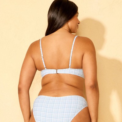 Shade & Shore Women's Gingham Pucker Underwire Bikini Top - Shade & Shore™ Blue M — фото 5