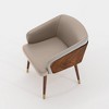 ARTPLAN Mid Century Modern Dining Chair, Faux Leather with Walnut,Uphoolsted Accent Arm Chair,Sitting Chair with Wooden Gold Metal feet - 2 of 4