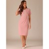 Allegra K Women's Work Business Round Neck Tweed Trim Short Sleeve Sheath Dress - 4 of 4
