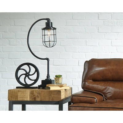 Edison Black Metal Desk Lamp with Glass Shade