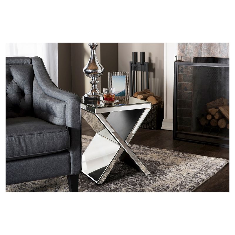 Morris Modern and Contemporary Hollywood Regency Glamour Style Accent Side Table - Silver - Baxton Studio, 4 of 5