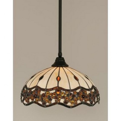 Toltec Lighting Any 1 - Light Pendant in  Matte Black with 16" Roman Jewel Art Glass Shade