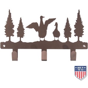 5 Star Super Deals Rustic Wall-Mounted Coat Rack with Wildlife Design - Geese and Trees Silhouette, Durable Metal Hooks, and Compact Organizer - 1 of 3