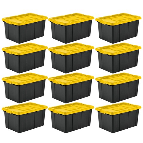 4-Pack Industrial Stacking Tote Storage Box Container Organizer 27 Gallon Bin 