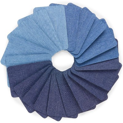 Okuna Outpost 20-Pack Iron On Patches for Jeans, 4 Blue Denim Color Sewing Supplies (3 x 4.25 in)