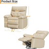 Oversized PU Leather Power Swivel Rocker Recliner Chair with Massage Function, Ergonomic Design Featuring 1.5X Sponge Filling and Side Pocket - 3 of 4