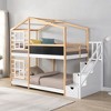 Racxily Bunk Bed House Bed With Roof Windows Blackboard And Storage Ladder Platform Bed, Bed Frame - 3 of 4