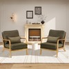 Beige Modern Accent Chair with Lumbar Pillow and Wooden Frame for Living Room or Office - 2 of 4