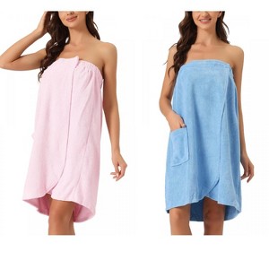 INSPIRE CHIC Women's 2 Pcs Bath Gym Towel Wrap with Shower Cap Spa Robe - 1 of 4