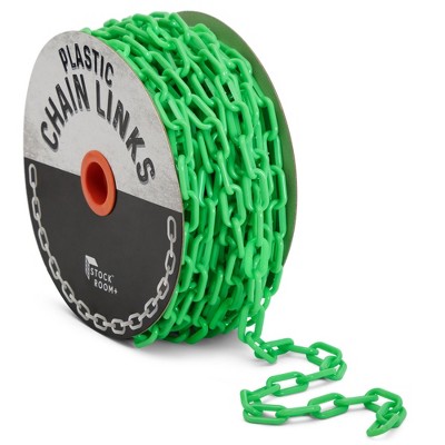 Stockroom Plus 100 Foot Safety Plastic Chain Links for Access Restriction, Indoor or Outdoor Supplies, Neon Green (1.5-Inch Links)