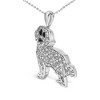 Haus of Brilliance Silver 1/3 Cttw White and Black Diamond Labrador Retriever Dog Pendant Necklace - 3 of 4