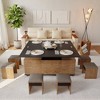 Munora 47" Lift-Top Foldable Walnut Coffee Table with 2 Drawers & Cabinet Storage - Hydraulic Lifting, Lockable Wheels - 3 of 4