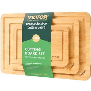 VEVOR Cutting Board, 3 Pieces, Premium Versatile Bamboo Cutting Board with Food-Grade Oil and Juice Groove,Chopping Board with Built-in Handle,Natural - 1 of 4