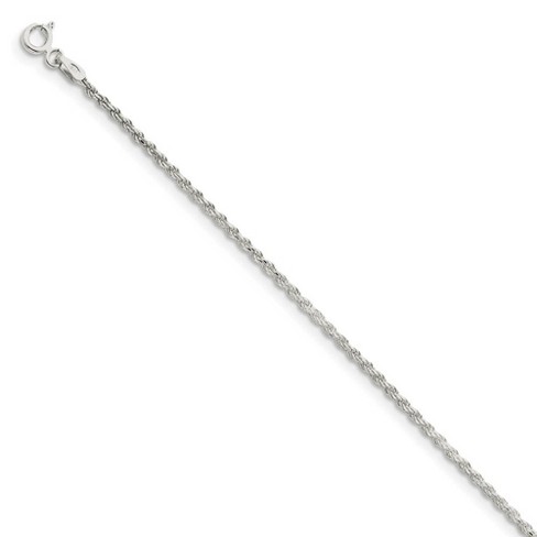 Black Bow Jewelry 1.7mm, Sterling Silver Diamond Cut Solid Rope Chain Anklet - image 1 of 4