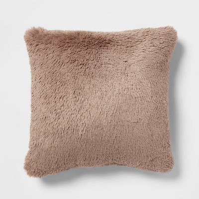 Euro Luxe Faux Fur Decorative Throw Pillow Light Brown - Threshold™