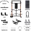 Power Cage, Multi Function 2000LB Squat Rack with Dual Pulley Cable Crossover System, Free Weight Home Equipment with Bench and Attachment Orange - 3 of 4