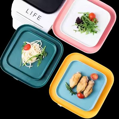 AOSTIRMOTOR Nordic Kitchen Baking Colored Dishes Tableware Square Ceramic Plate for Pasta Pizza