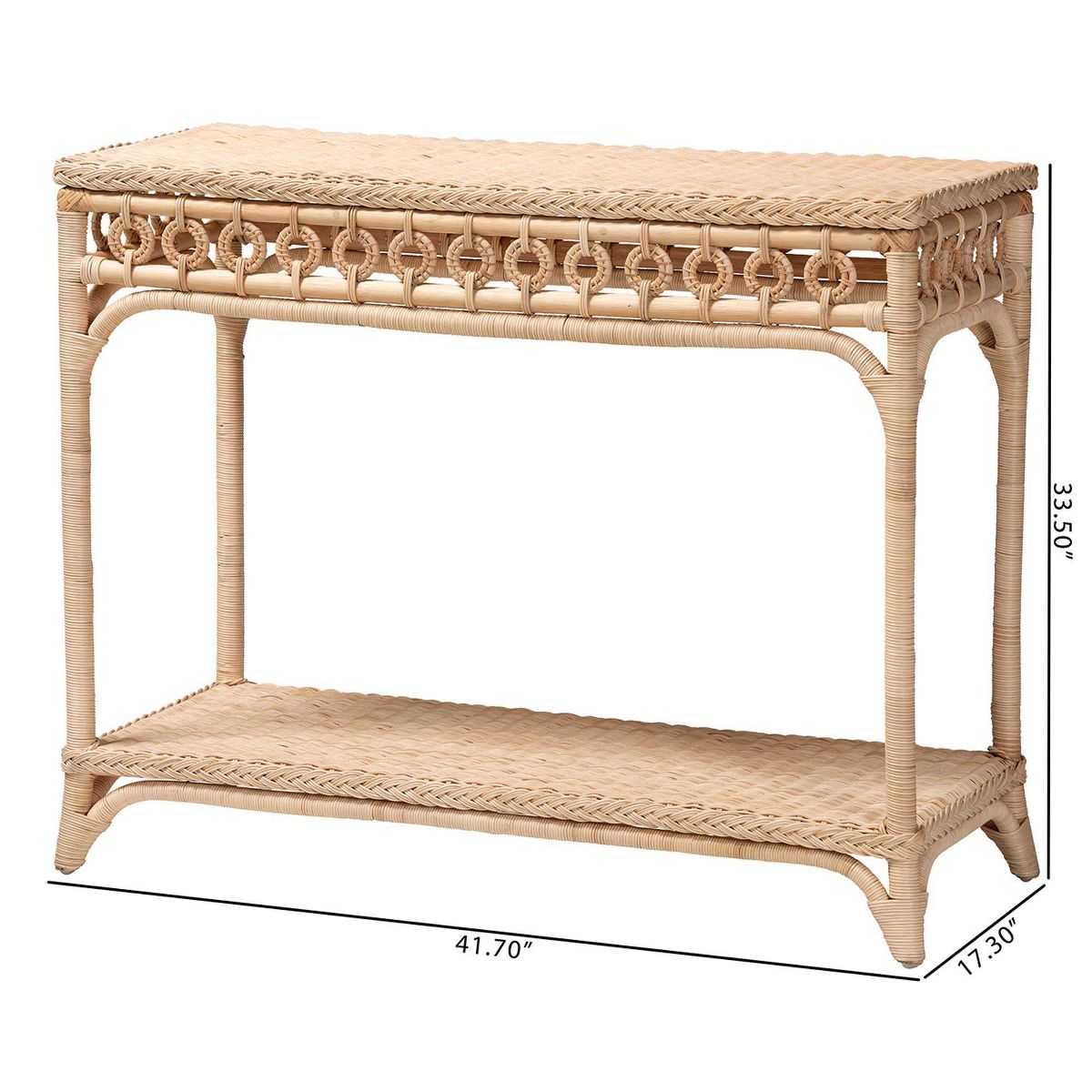 bali & pari Oxford Braided Natural Rattan Console Table with Open Shelf Natural Brown - thumbnail 8