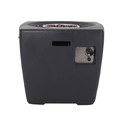 Holmwood Outdoor 40000 BTU Light Weight Concrete Square Fire Pit Dark Gray - Christopher Knight Home