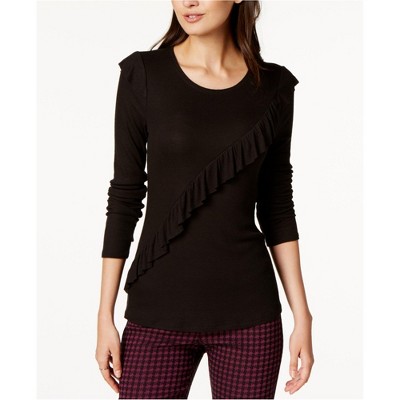 maison Jules Womens Ruffle Basic T-Shirt