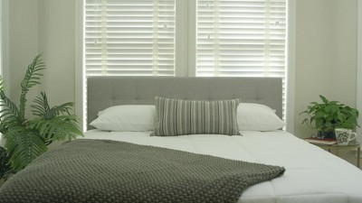Beige Fabric Tufted Full Headboard with Diamond Stitch Design