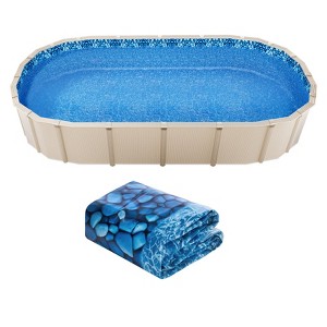 VEVOR 15 x 30 ft Oval Pool Liner, Unibead Above Ground Pool Liners, 52in Wall Height, Durable Standard Gauge Vinyl, Blue - 1 of 4